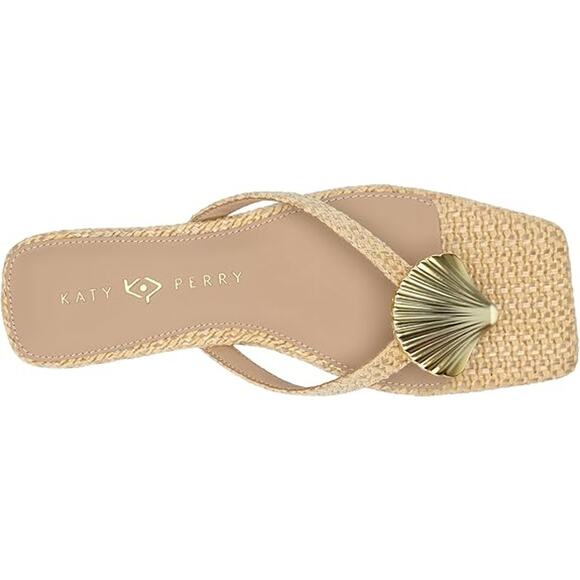 Katy Perry Camie Shell Slip On Thong Flat Sandals Natural Women's Size 12 NWT - Picture 3 of 4